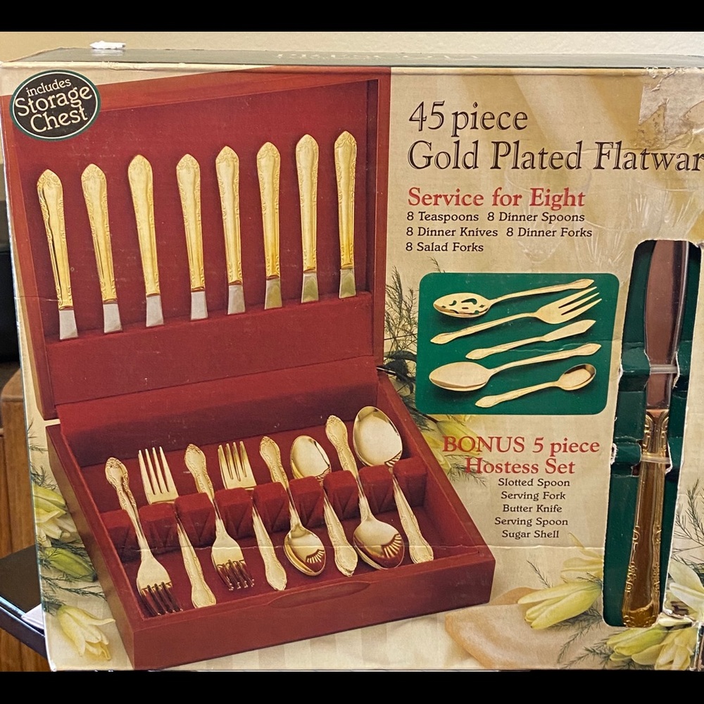 45 piece Prescott gold plated set